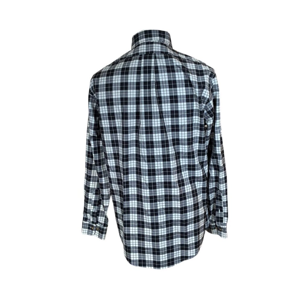 Brook Brothers Regent Black White Plaid Long Sleeve Button Front Shirt Large - Picture 4 of 7